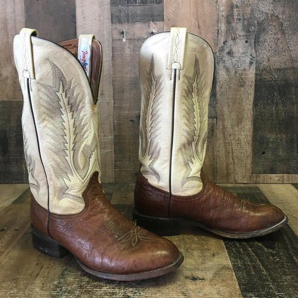 Tony Lama Vintage Smooth Ostrich Round Toe Cowboy Boots Mens 8 D - Picture 3 of 12